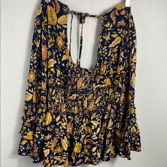 Blue Rain Bell Sleeve Blouse with Smocked Details - Picture 6 of 8